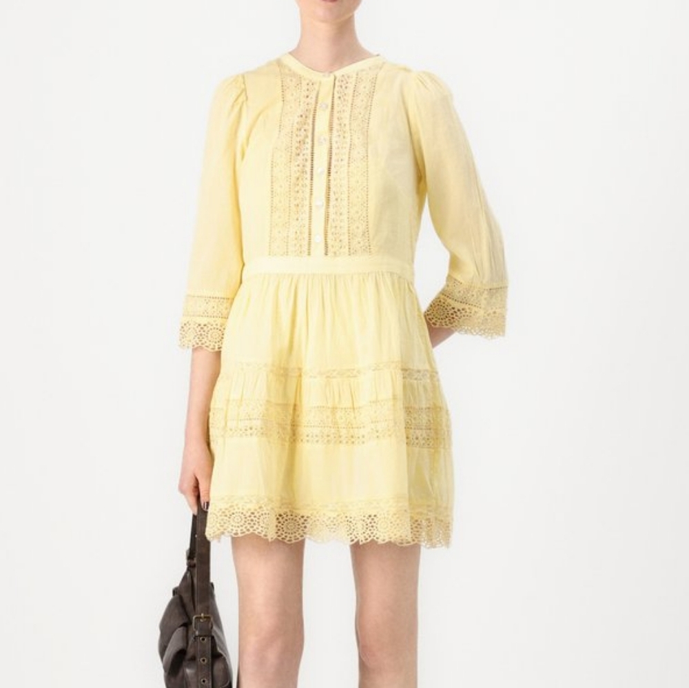 GAP Yellow Lace Trim Mini Day Dress